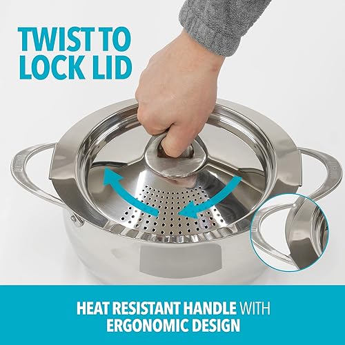 Vista 25 de Bialetti- 7265 Oval 5.5 cuarto de pasta olla con tapa de colador, antiadherente, 1, negro