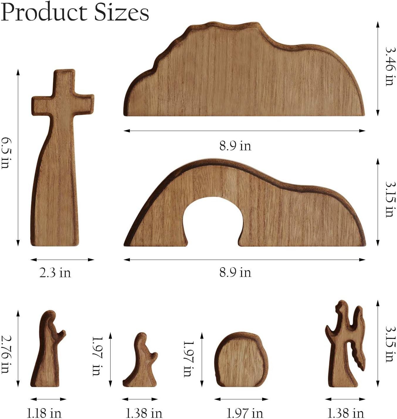 Wooden Easter Resurrection Scene Decor, He Is Risen Jesus Cross Religious Christian Gifts for Women, Vintage Spring Home Decor for Table Mantel Office Kitchen Indoor Centerpieces Catholic Nativity Set