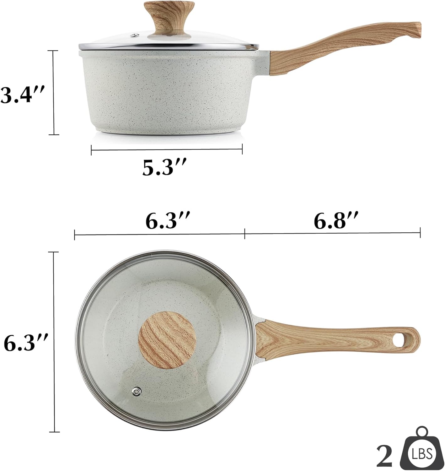 SENSARTE 1.5-Quart White Ceramic Saucepan: Induction-Ready, Nonstick, and...