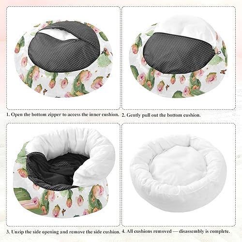 Miniatura 7 de Wudan Pet Cat Beds Relieve Stress Fluffy Dog & Cat Cushion for Small Size Pets Sleeping XS Beauty Prickly Pear Fruit White