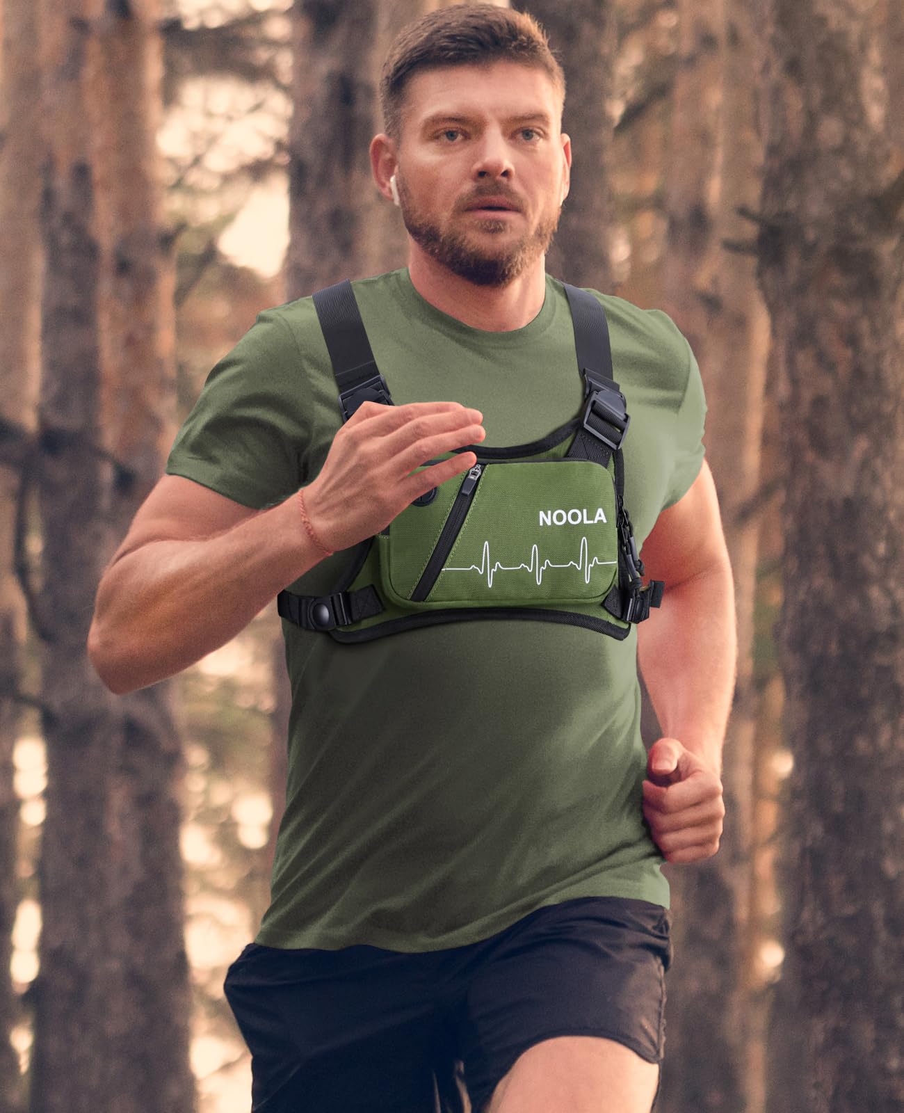 NOOLA Paquete de pecho, chaleco reflectante para correr para mujeres y hombres, bolsa de pecho ligera con soporte para teléfono, accesorios para correr
