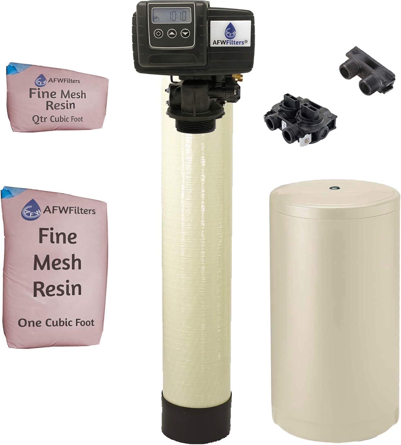 IRON Pro 2 Combination water softener iron filter Fleck 5600SXT digital metered valve for whole house (40,000 Grains, Almond)