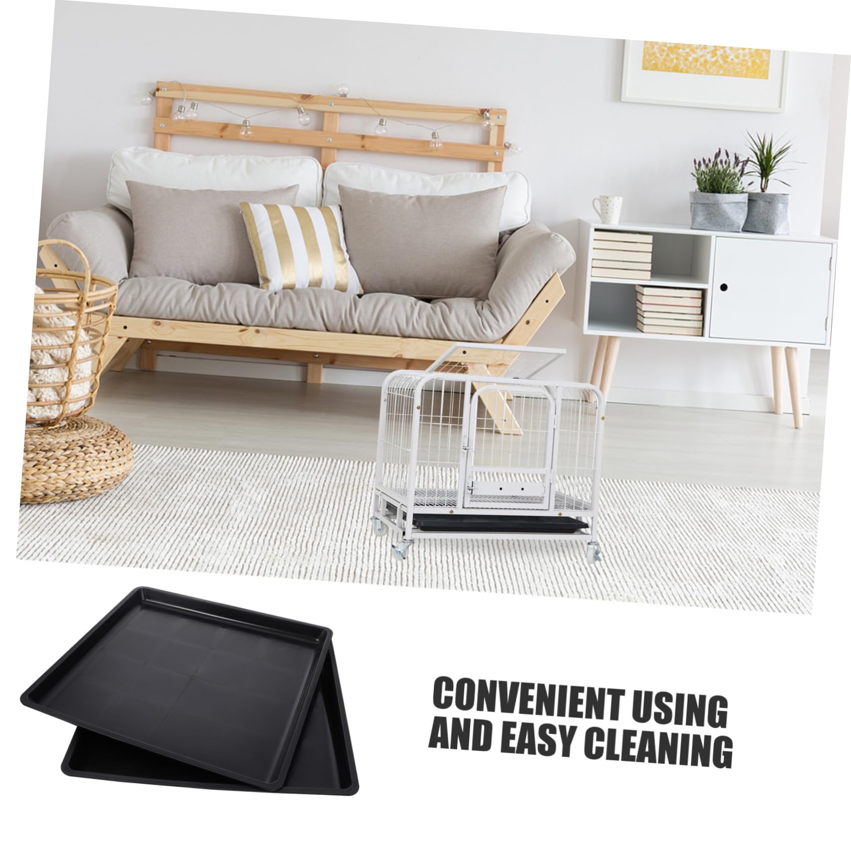 SUPVOX 2 Pezzi Vaschetta per Cassetta Igienica per Animali in Plastica Nero, Antiruggine, 38x38x2,5cm, Accessorio per Gabbie di Cani e Gatti in Casa