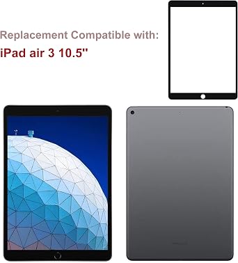 New Front Screen Glass Outer Panel Lens Replacement Compatible with iPad Air 3 10.5'' 2019 A2152 A2123 A2153 A2154 with OCA Upgraded Repair Kit- No LCD Screen and Touch Digitizer