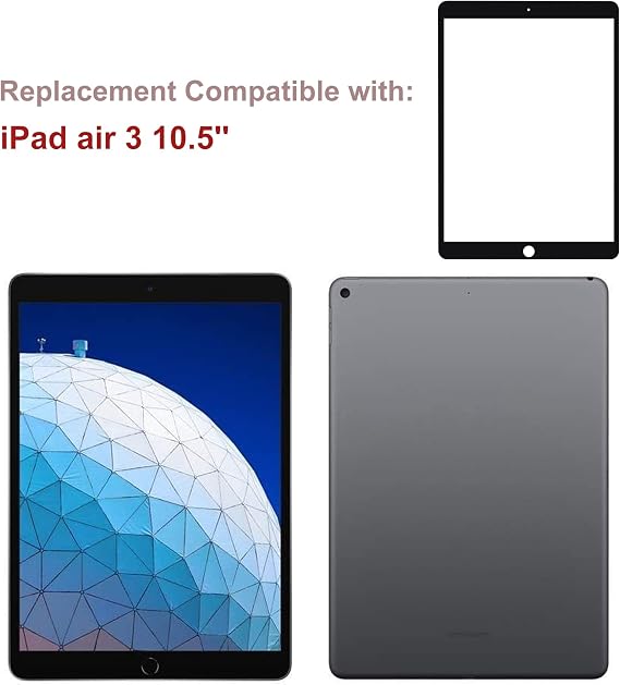 New Front Screen Glass Outer Panel Lens Replacement Compatible with iPad Air 3 10.5'' 2019 A2152 A2123 A2153 A2154 with OCA Upgraded Repair Kit- No LCD Screen and Touch Digitizer
