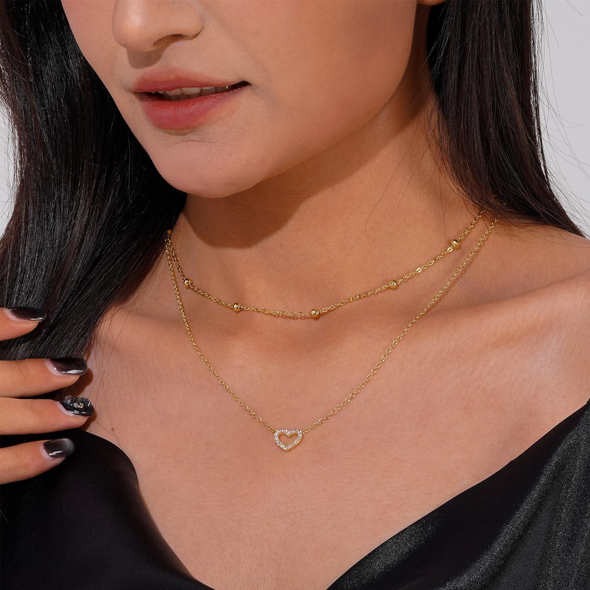 Layered Necklaces for Women | 14K Gold Plated Stackable Choker Necklace Set - Dainty Jewelry Gift
