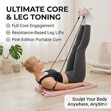Pilates Board Pilates Reformer Board 12-in-1 Portable Pilates Board for Home Workout Core & Abs Toning Full Body Sculpting Equipment Pink / White / Purple