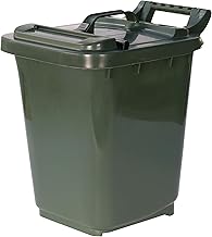 Kerbside Compost Caddy with Locking Lid - Green - for Food Waste Recycling (23 Litre) - 23L Plastic Composting Kerbside Bin with Composting Guide