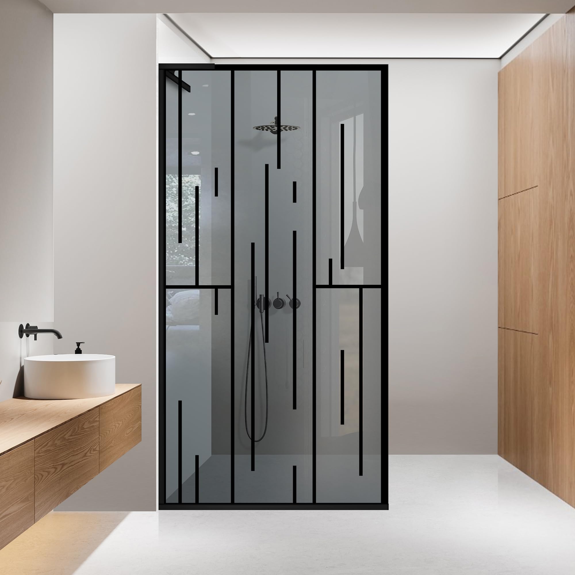 Mampara de ducha 80 cm de cristal gris de 8 mm Aqua Roy Tempo Black panel izquierdo