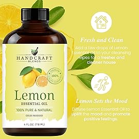 Handcraft Blends Lemon Essential Oil - Huge 4 Fl Oz - 100% Pure and Natural - Premium Grade Essential Oil for Diffuser and Aromatherapy, Skin, Massage, Candle and Soap Making Fragrance