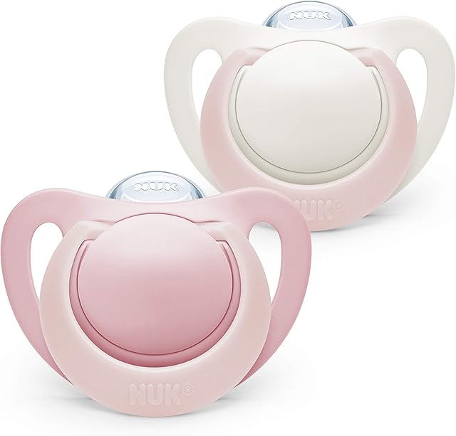 NUK Genius Baby Dummies | 6-18 Months | BPA-Free Silicone Soothers | Pink | 2 Count