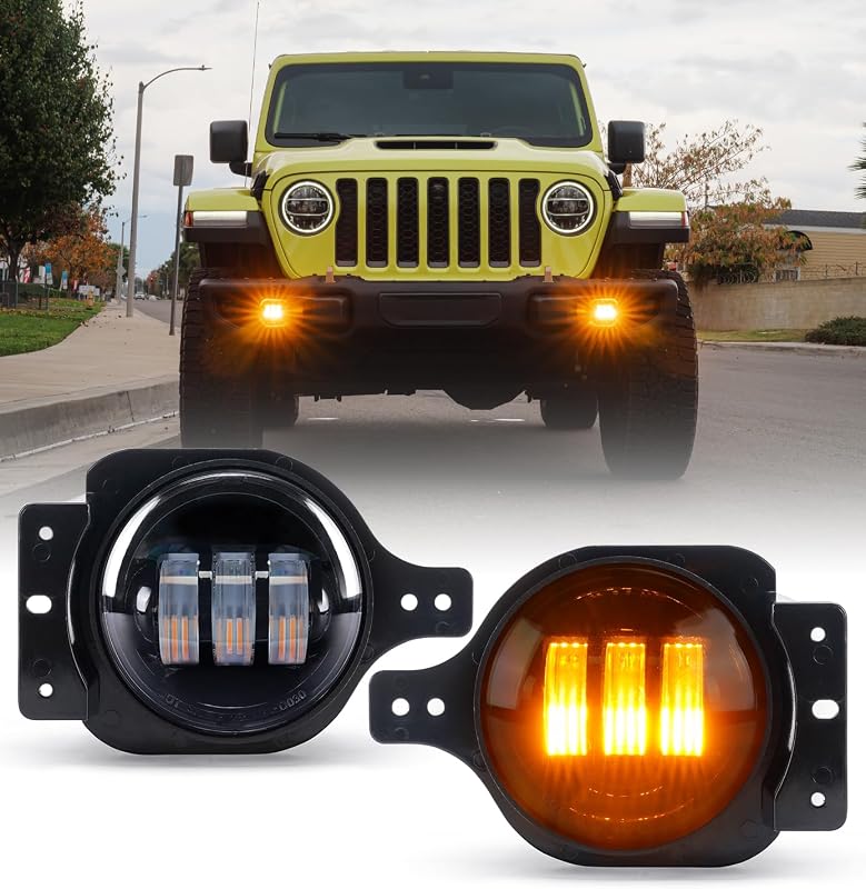 Faróis de neblina LED Xprite 60 W âmbar para Jeep Wrangler JL/JLU e Gladiator JT – Par