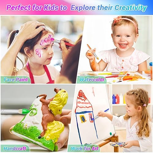 Miniatura 6 de anezus - Juego de 30 pinceles de pintura con puntas planas, para niños pequeños, juego de pinceles de pintura para maestros de preescolar para