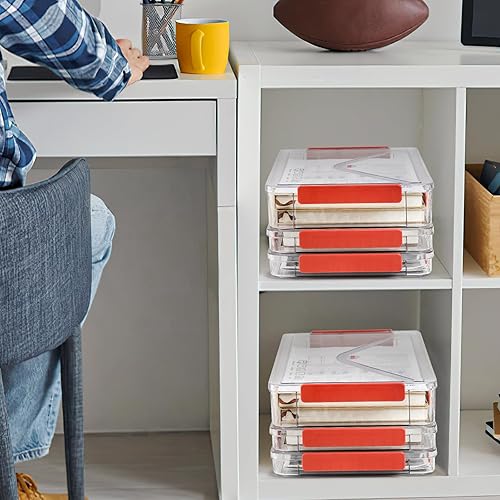 Miniatura 8 de Mezchi Juego de 3 fundas de plástico portátil para proyectos, caja de almacenamiento de archivos transparente de 14 x 9 pulgadas con tapas, caja de