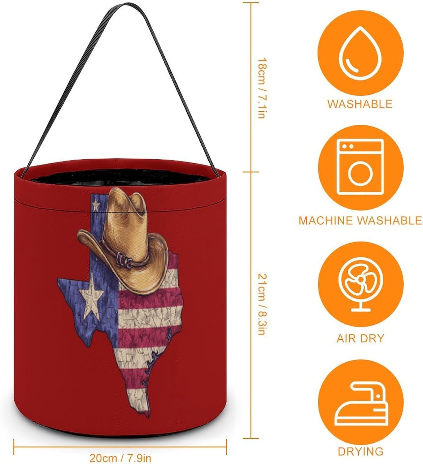 USA Texas Map Grunge Stars Striped Halloween Bucket Candy Bag Mini Buckets image 2