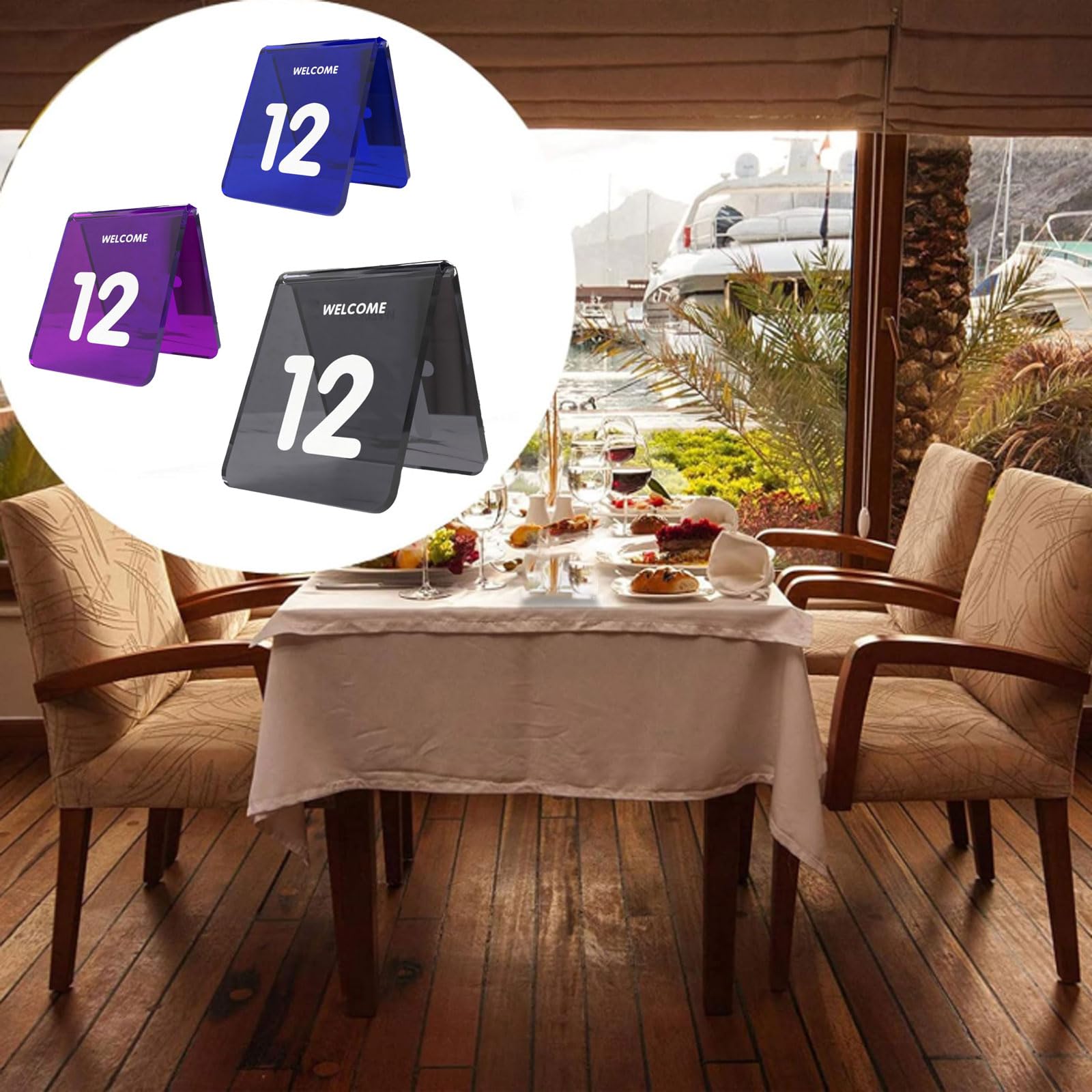 Akrylowe numery stołowe, dwustronne numery stołów do restauracji, dwustronne tabliczki na stół, układane w stosy, dwustronne, do restauracji, kawiarni i wydarzeń