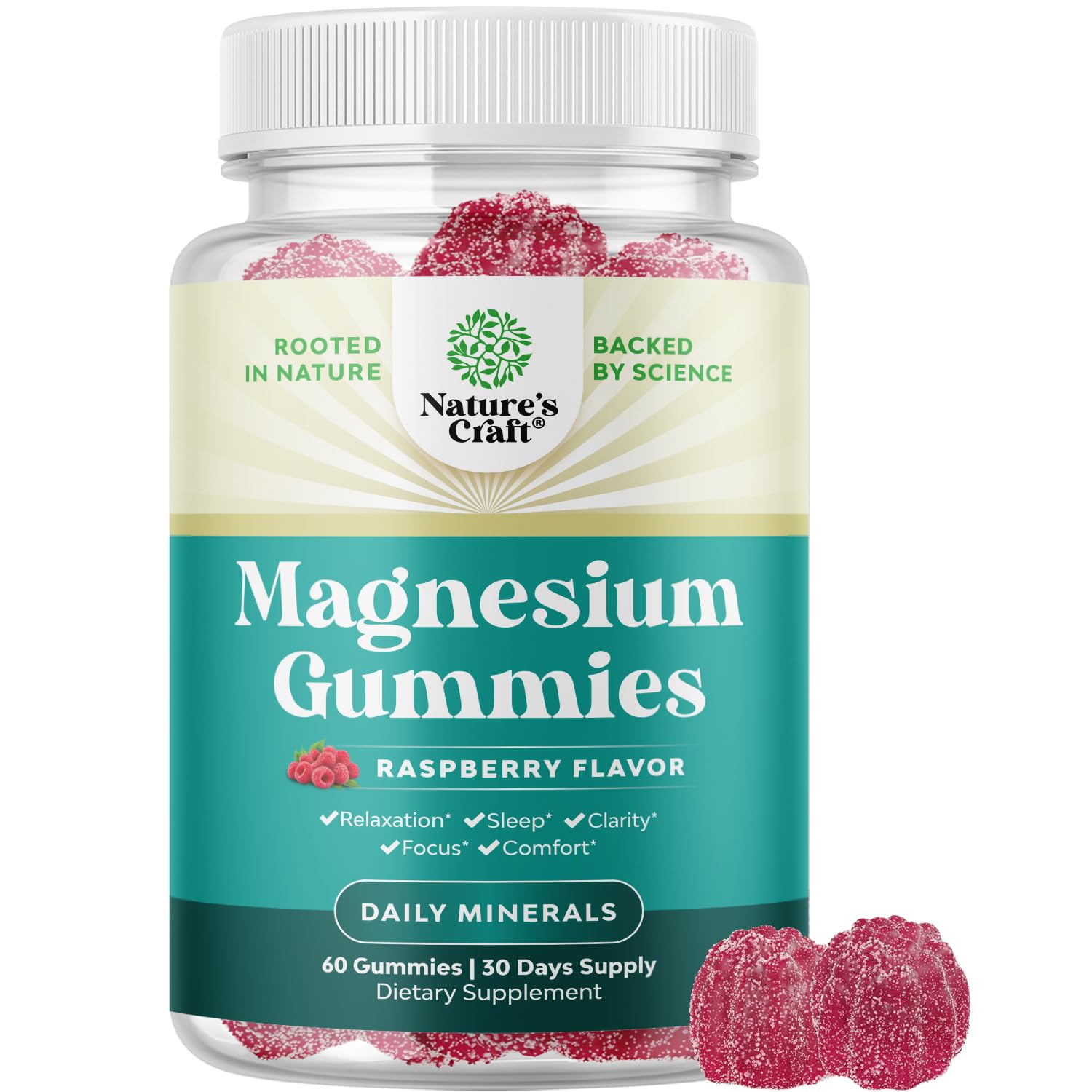 Potent Chewable Magnesium Citrate Gummies - Calming Magnesium Gummies for Women and Men for Sleep Support Restless Legs Cramps and Muscle Health - Tasty Non GMO Vegan Gummy Vitamin