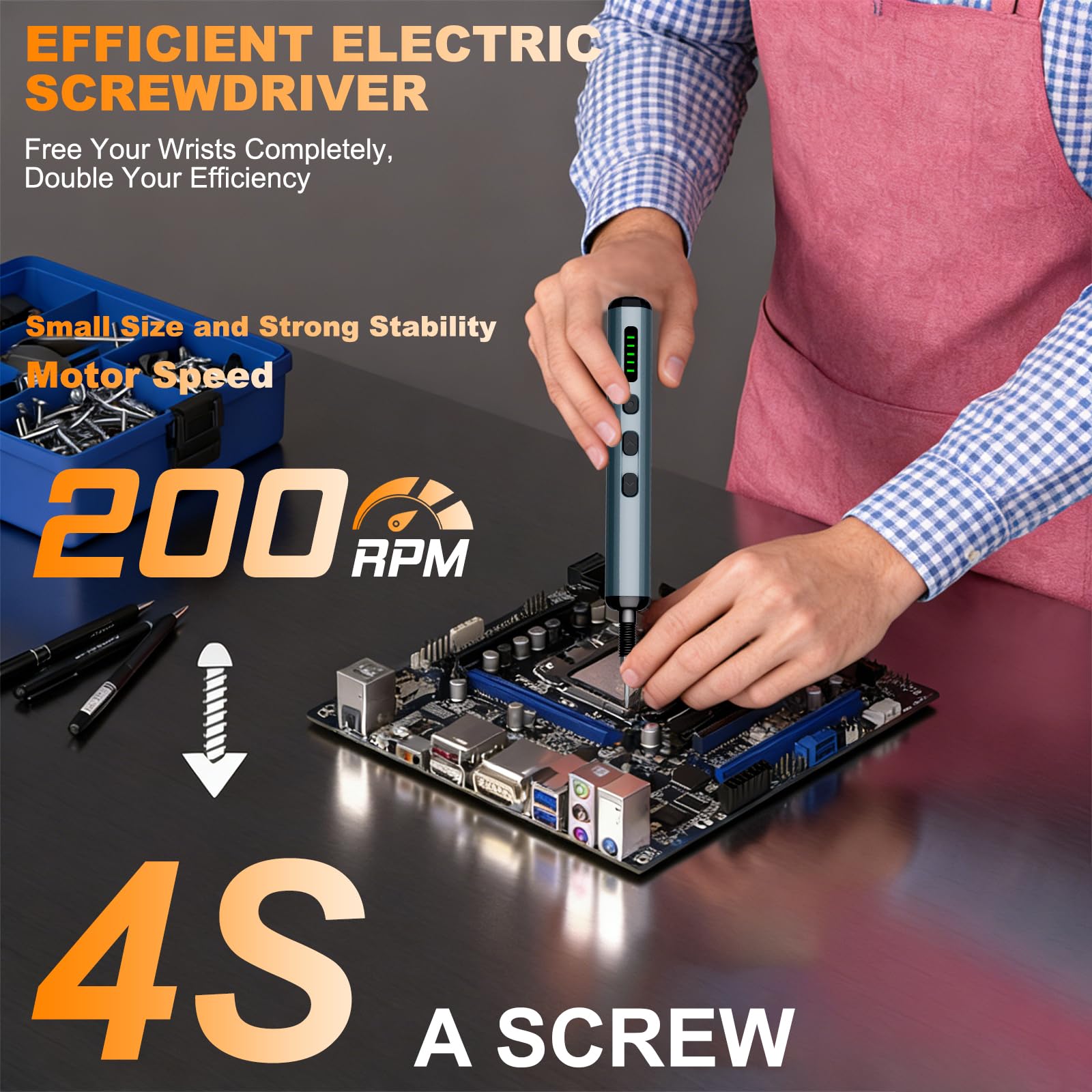 Mini destornillador eléctrico, juego de destornilladores de precisión de 4,2 V, destornilladores inalámbricos, recargables, 76 en 1, kit de herramientas técnicas de reparación de brocas magnéticas
