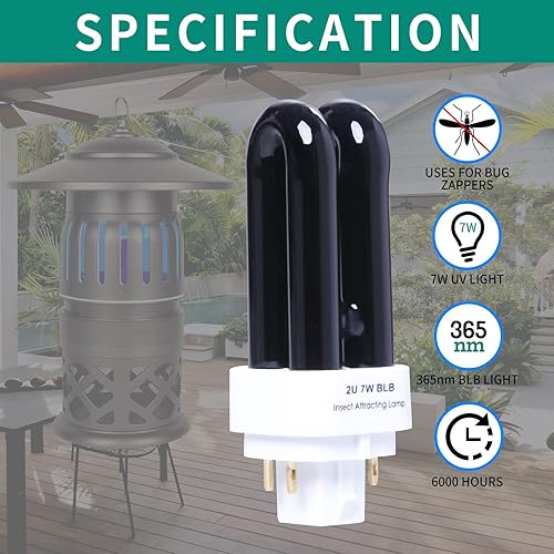 Miniatura 3 de amgolibi 41050 - Bombilla de repuesto de 7 W, 3.6 pulgadas de longitud total, compatible con Dynatrap DT1050 DT1100 DT1200, paquete de 4