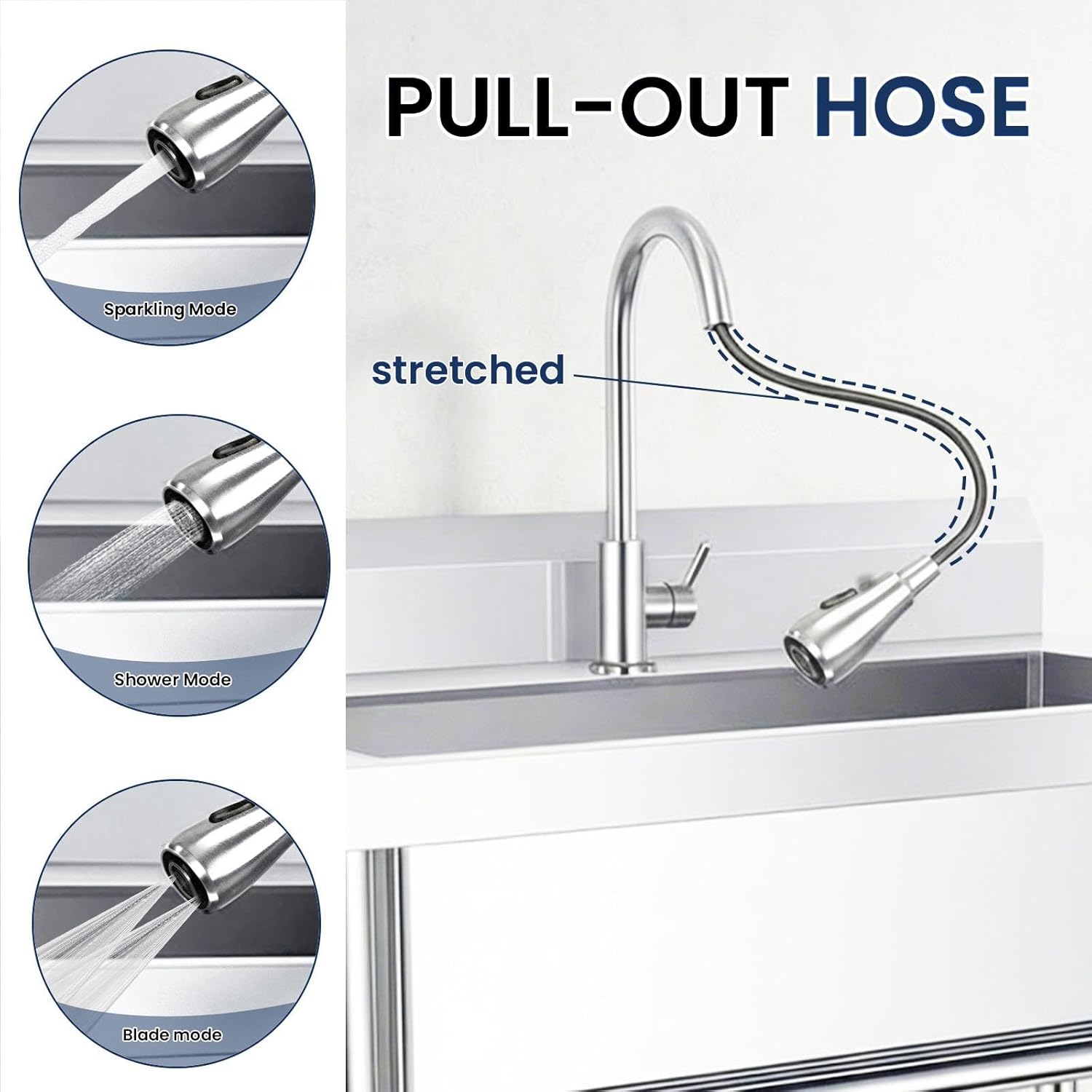 40-Inch Commercial Utility Sink, Stainless Steel Stand Alone Unit with Pull-Out Faucet & Hose Kit, Heavy Duty 23" Deep Bowl for Garage, Workshop, Utility Room, Garden, Outdoor