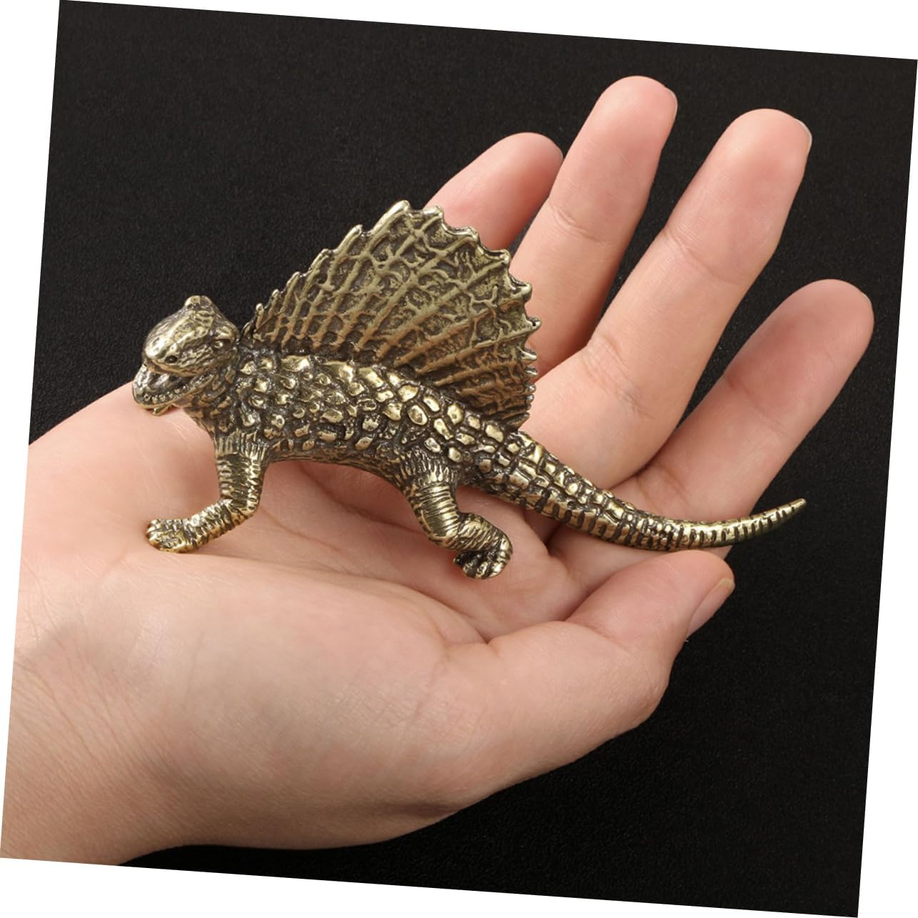 Brass Dinosaur Statue Decor Microlandscape Dimetrodon Dinosaur Birthday Decorations