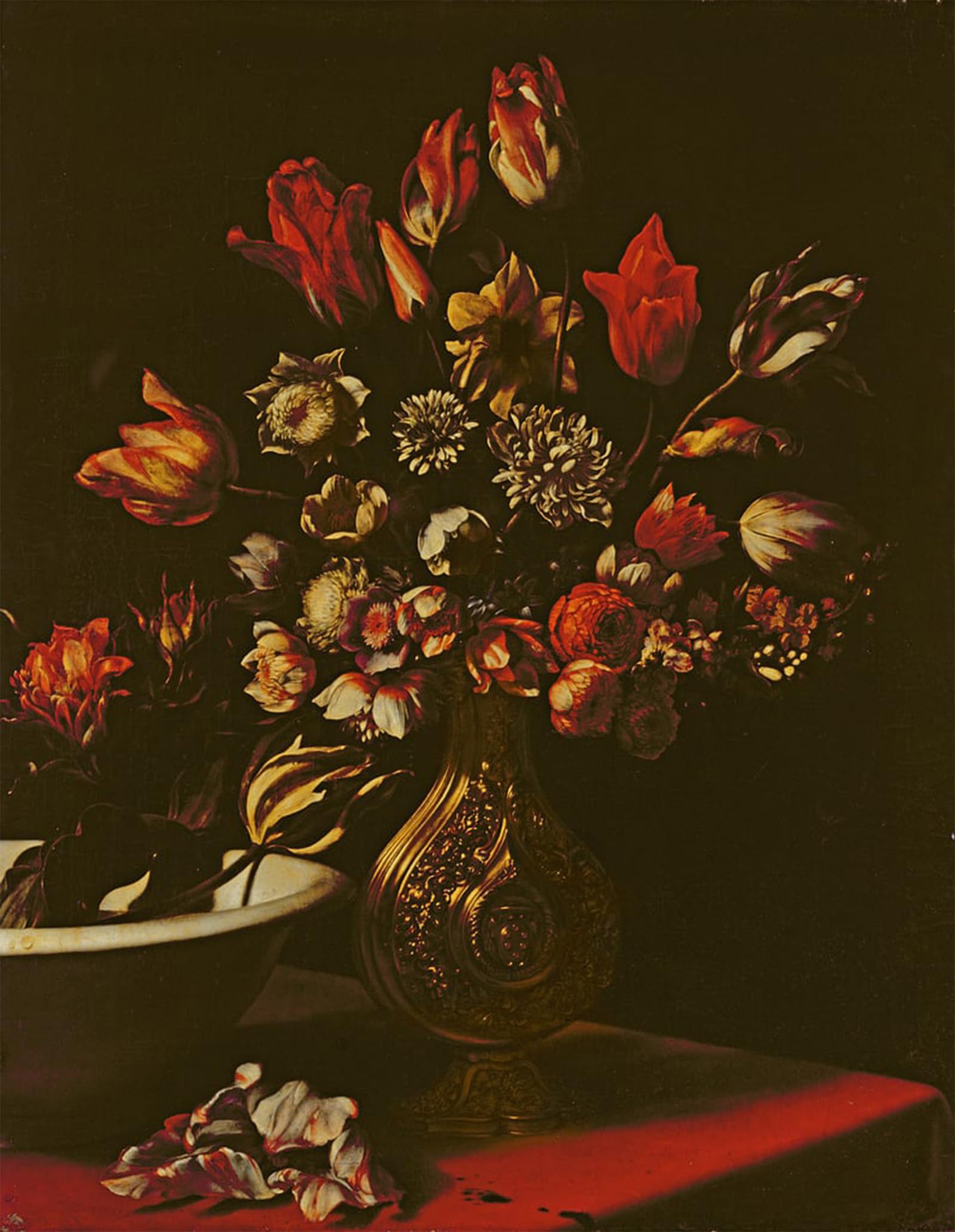 ARTXLXXBN Famous Painting Art Wall Decor Abstract Art Picture Vase of Flowers with a Wash Basin by Carlo Dolci Animal Pictures for Home Decor 60x90cm