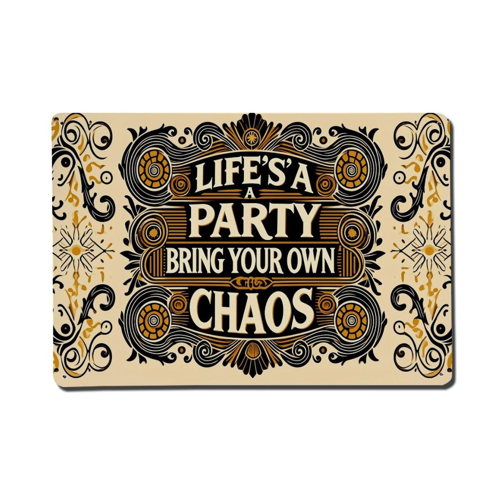 Ornate Decorative Pattern Design Art Retro Metal Tin Sign, Vintage Decor Art Poster for Bar, Home, Man Cave, Kitchen, Laundry Room Gift 8x12Inch