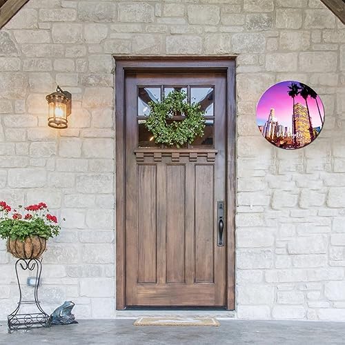 Miniatura 6 de American California State Los Angeles City Skyline Scenery Cityscape City View Round Metal Tin Sign Vintage Metal Art Prints Weathered Home Bar Sign