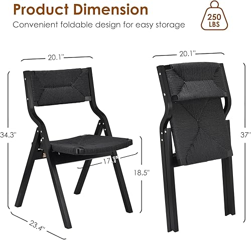 Miniatura 2 de Sillas plegables de madera, sillas plegables, sillas de cuero de madera para interiores, sillas de comedor apilables para cocina y comedor, asiento