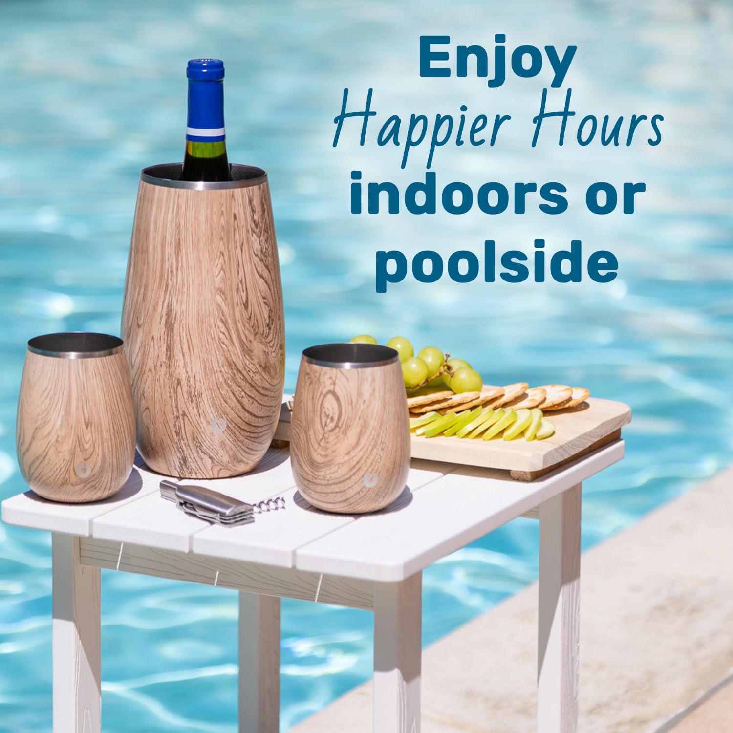 SNOWFOX Premium Vacuum Insulated, Triple Walled, Stainless Steel Wine Chiller w/Optimal fit to keep wine cold longer. Fits most Wine and Champagne Bottles. Non-Slip Silicon Base, Shimmer Gold — Amazon image 5