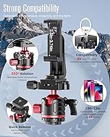 Vista 5 de CAMBOFOTO Trípode de cámara profesional de 74 pulgadas, cabeza esférica de aluminio DSLR/SLR trípode y monopie con bolsa de transporte compatible