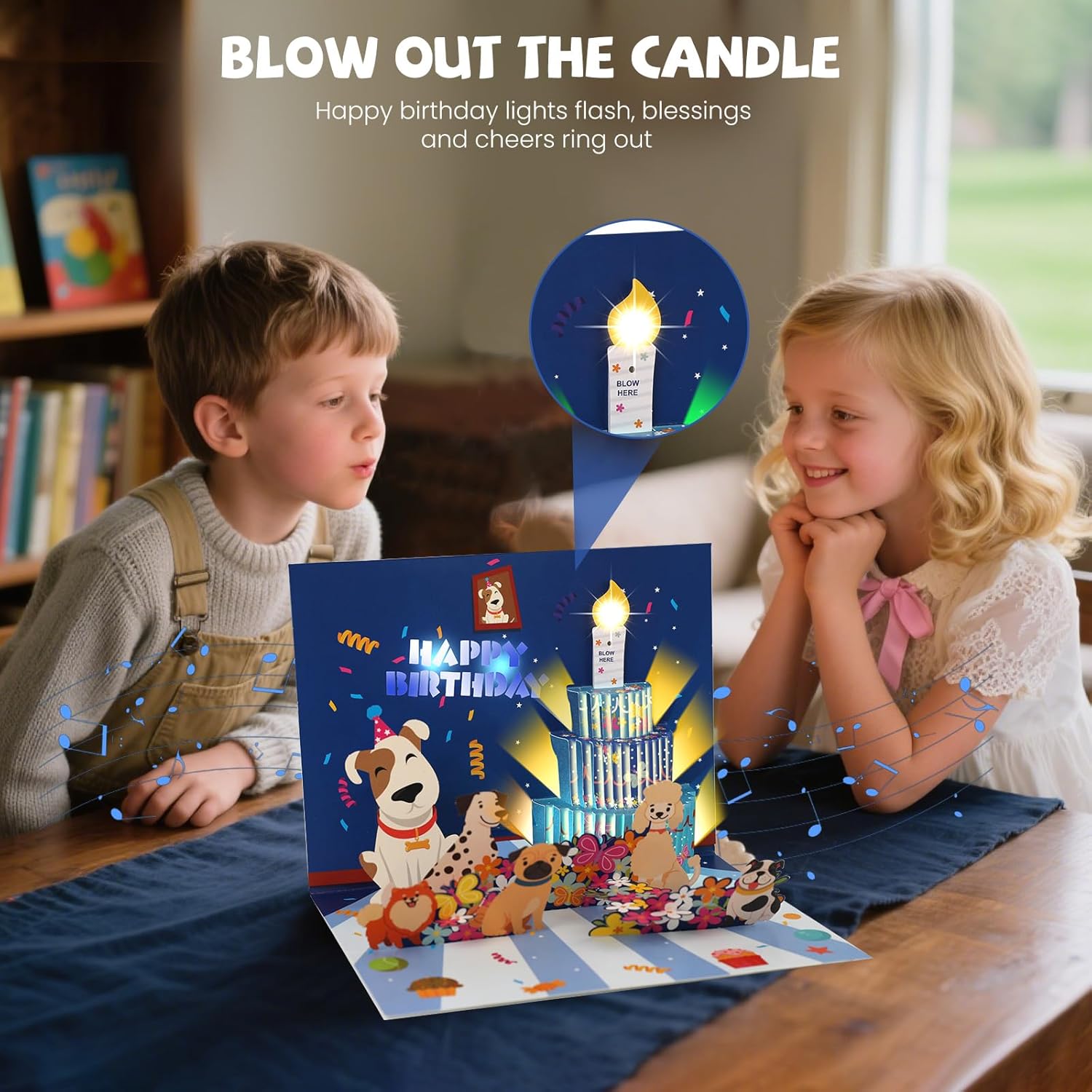 Pop Up Birthday Card, Music & Lights Birthday Card, Blow Out Candles Happy Birthday Cards, Funny Dog Birthday Cards for Boys, Girls, Men, Women, Husbands, Wife and Dog Lover - Image 4