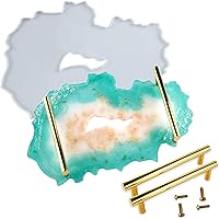 Vista 15 de Geode Agate Tray Resin Mold Silicone for Epoxy, Polymer Clay, Platter, Serving Board, with Metal Frame, Round 10.2inch