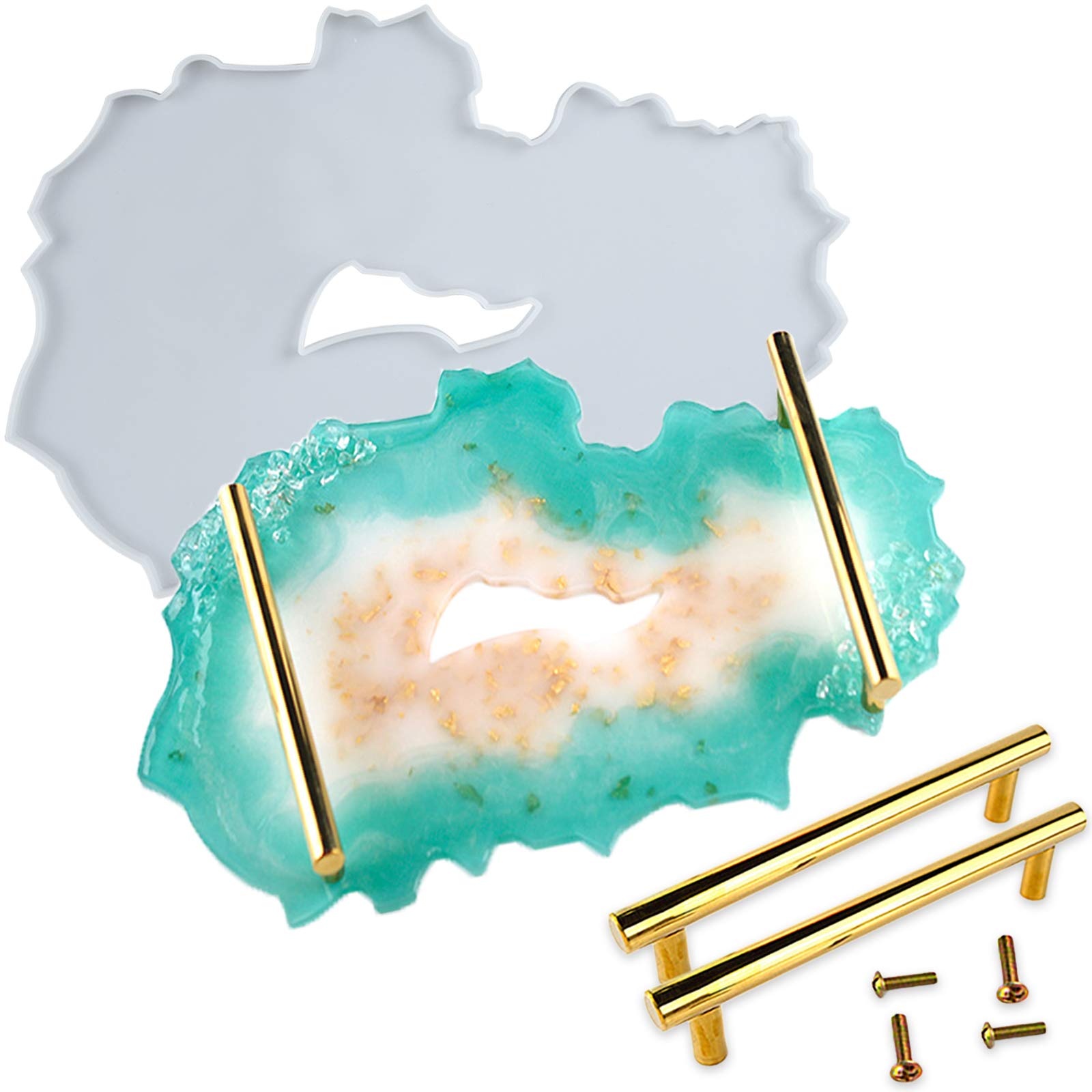 Moule silicone résine époxy plateau de service géode agate pour sublimer vos tables de fête