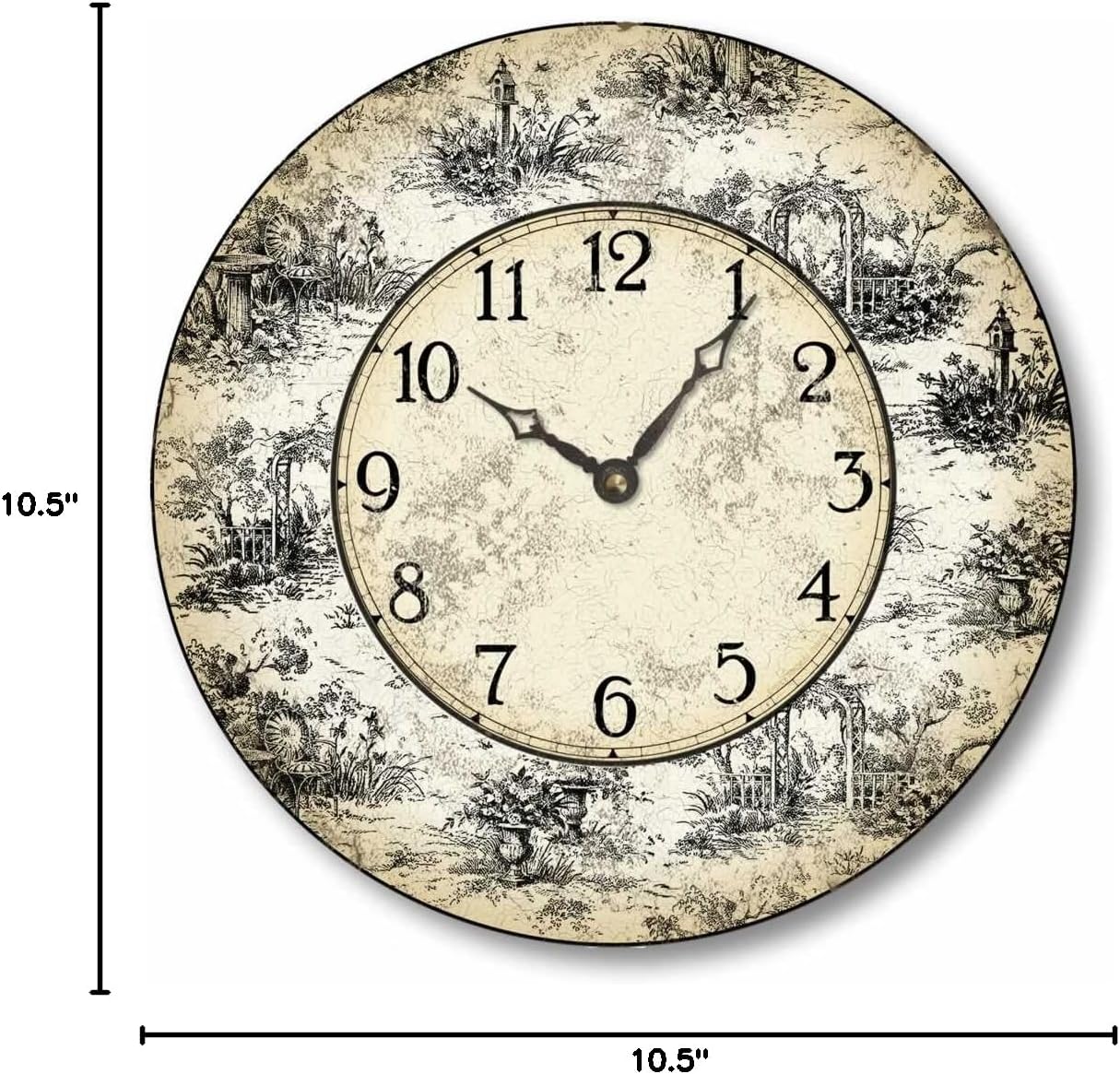 Item C6021 Vintage Style 10.5 Inch French Toile Wall Clock
