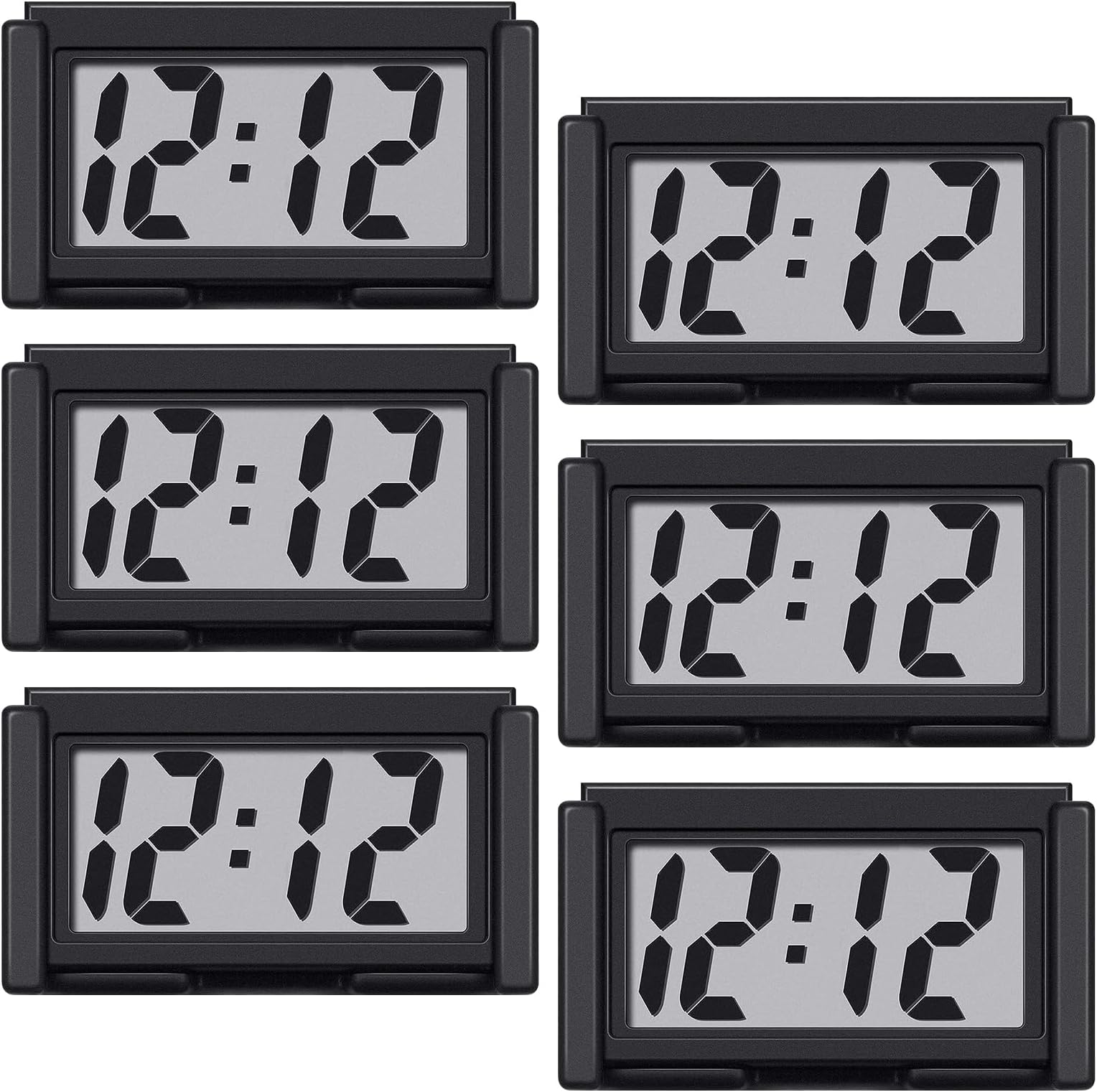 Car Dashboard Digital Clock - with Jumbo LCD Time & Day Display - Mini Automotive Stick On Watch for Car Truck Dashboard & Air Vent (Black-6)