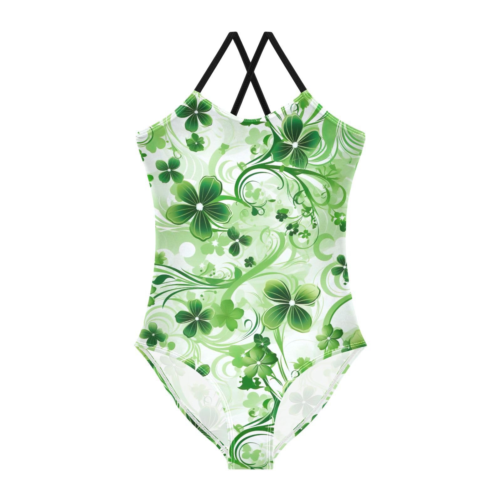 Girls St. Patrick's Clover One Piece Swimsuit Toddler Girls Bathing Suits Swimwear 5-6T 202a9497