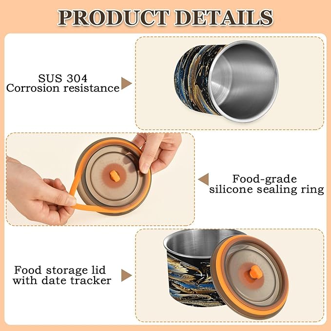 Almacenador de Alimentos ALAZA Golden Butterfly Blue Flower 17 oz miniatura 6