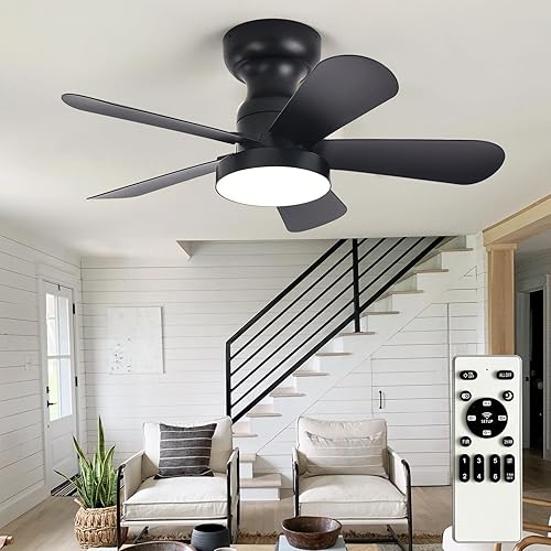 Miniatura 12 de Depuley Ventilador de techo moderno con luz: ventiladores pequeños blancos de 42 pulgadas para dormitorio interior y exterior - Ventiladores de