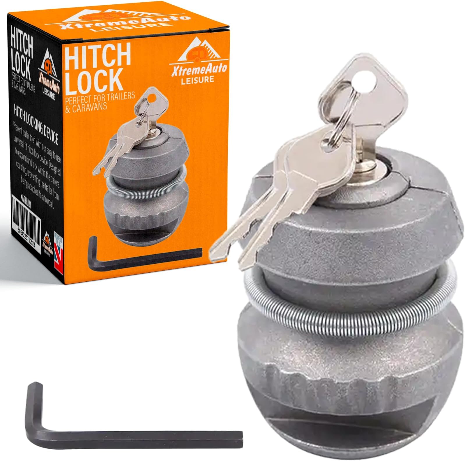 Xtremeauto Trailer Hitch Lock Ball - Caravan Anti-Theft Security Device, Zinc Alloy Expanding Lock for Caravans & Trailers Tow Hitch