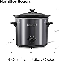 Vista 8 de Hamilton Beach Olla de cocción lenta de 3.8 L (4 cuartos) con 3 ajustes de cocción, olla de cerámica apta para lavavajillas y tapa de vidrio, gris