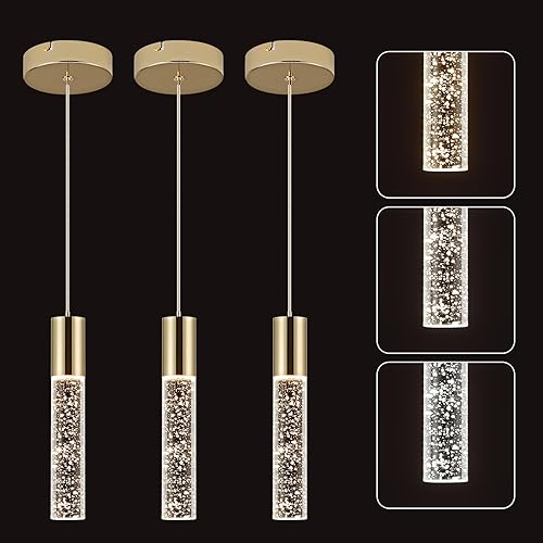 Miniatura 14 de OKELI Luces colgantes modernas, luces LED de cristal de burbuja para isla de cocina, accesorios de iluminación, mini iluminación colgante individual