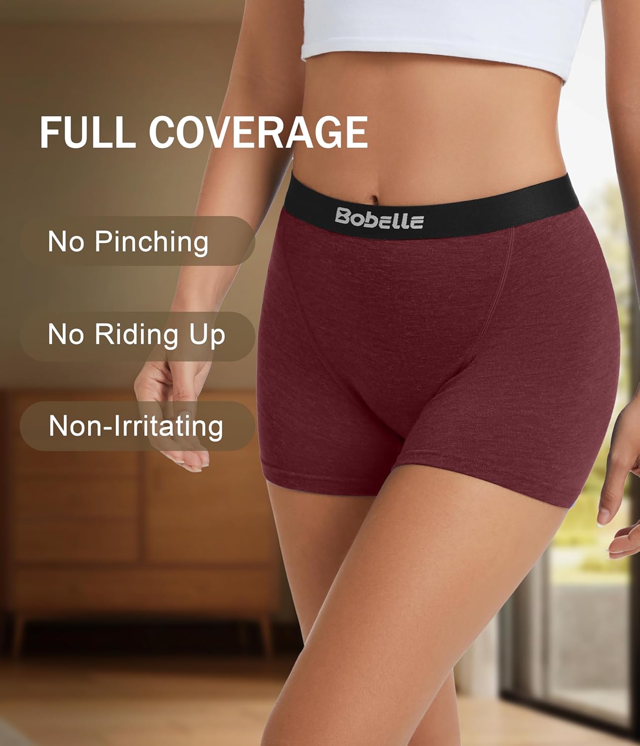 Merino Wool Boxer Briefs for Women, Soft Women's Boyshort Underwear, Moisture Wicking Boxershort Panties 3 Packs - Image 5