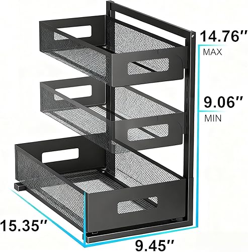 Vista 17 de Paquete de 2 organizadores y almacenamiento debajo del fregadero, organizador de 2 niveles, organizador de gabinete extraíble multiusos debajo