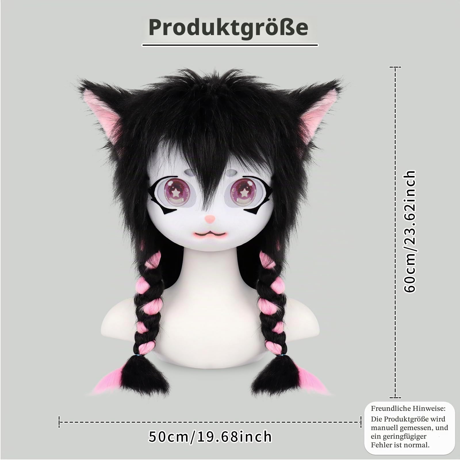Pelzige Tierkopf Maske Zöpfe Pelzanzug Halloween Maskerade Partys Cosplay Kostüm Kopfbedeckung