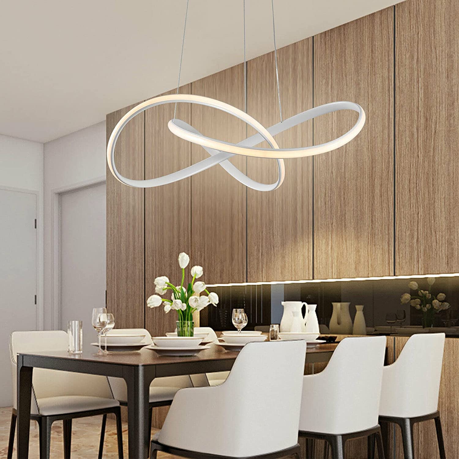 Luce a soffitto del lampadario, Moderna Lampada a LED Home LED in Stile Creative Elegant, Strisce a LED attorcigliate Dimmabile 3 Colori Light Colors Energia Risparmio Lunga Vita con Remoto Control,