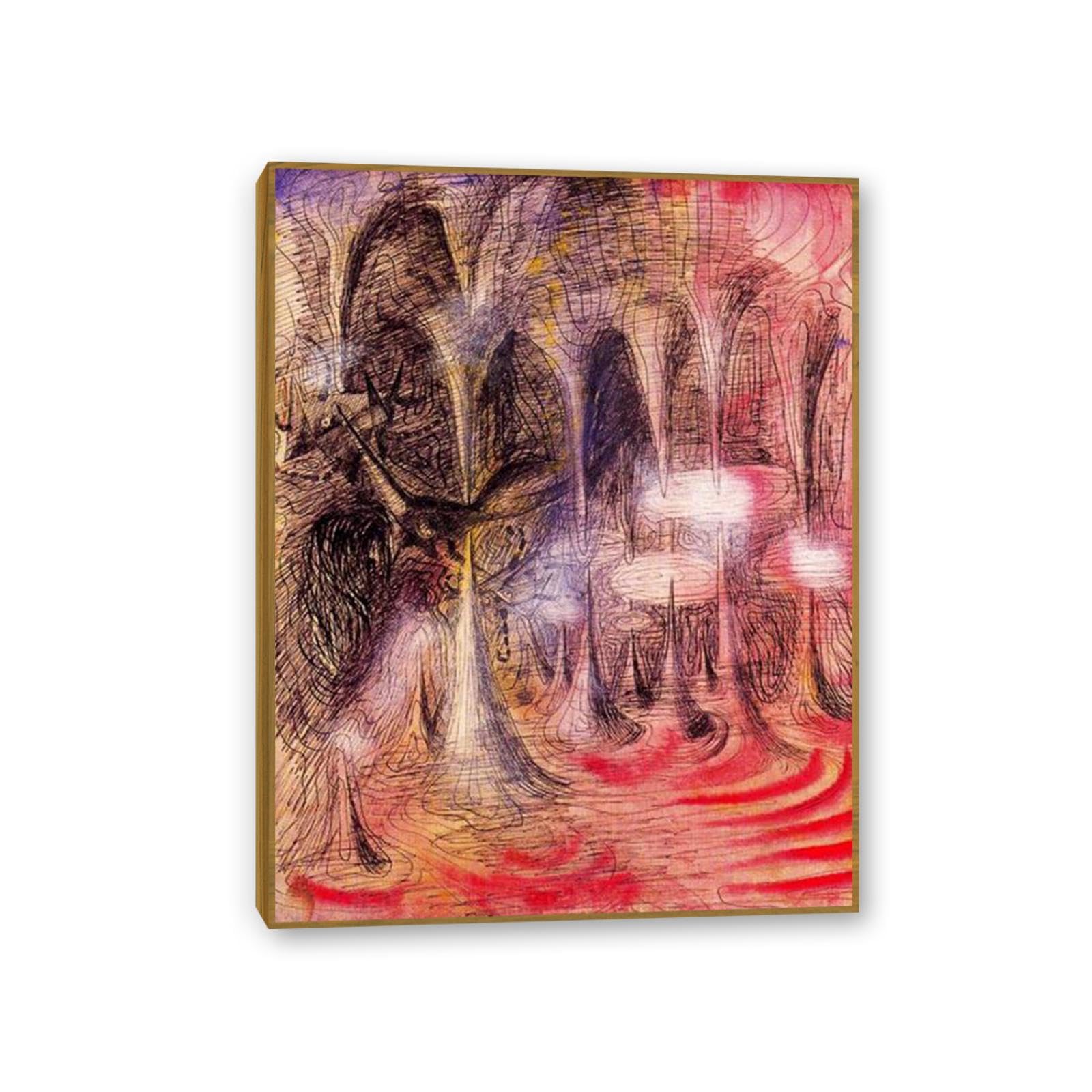 MYCGGDGH Remedios Varo Canvas Wall Art Reproductions of Famous Paintings Magic grotto Posters Remedios Varo Print Wall Decor for Living Room Bedroom Home Decor 80x60cm(32x24in) Teak frame