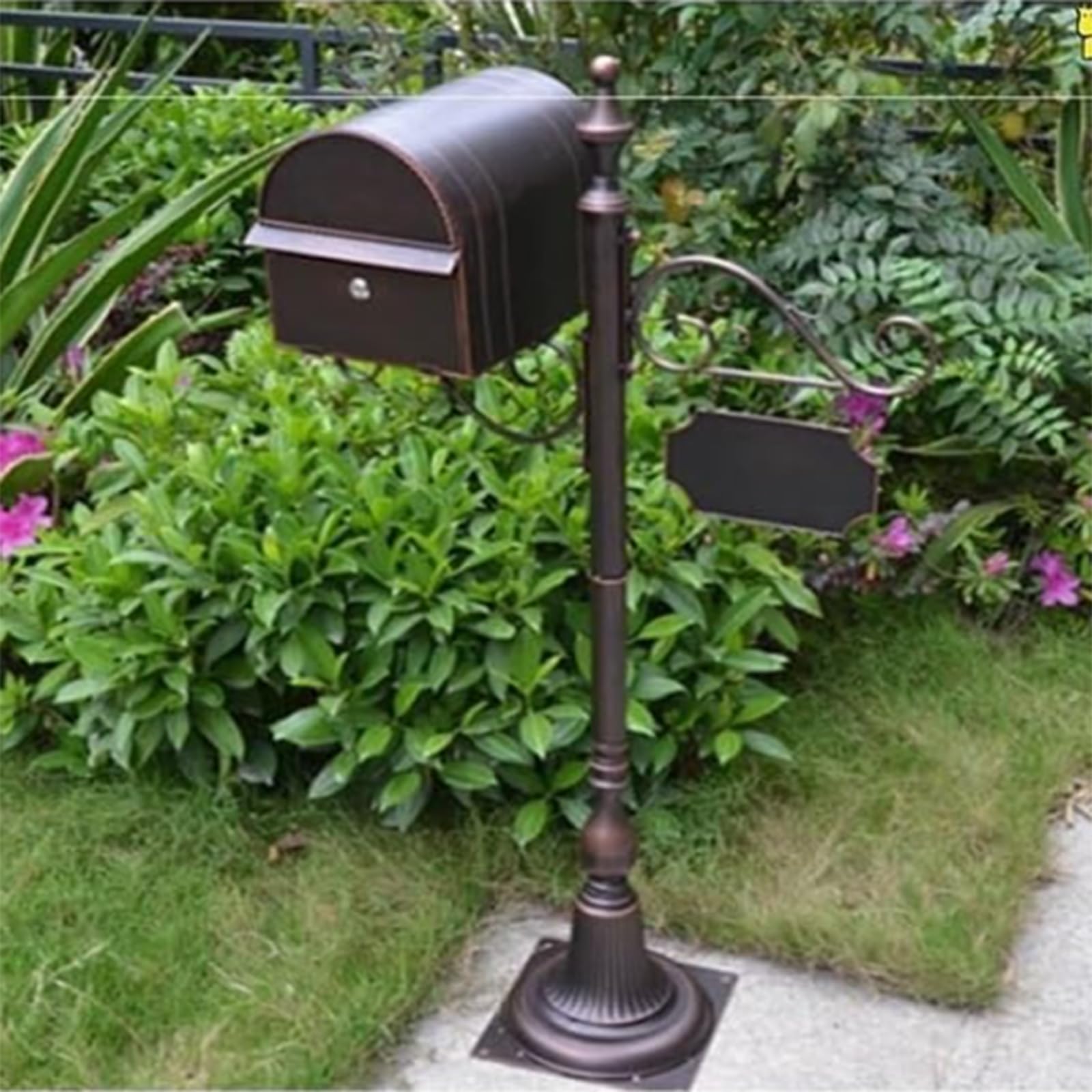 Boîte aux lettres colonne rétro en fonte d'aluminium noire pour rangement extérieur