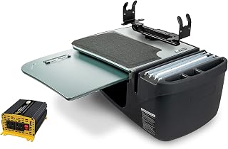 AutoExec GripMaster Car Desk for Your Vehicle Workstation and Mobile Office, Fog, with Printer Stand and 400 watt Power Inverter