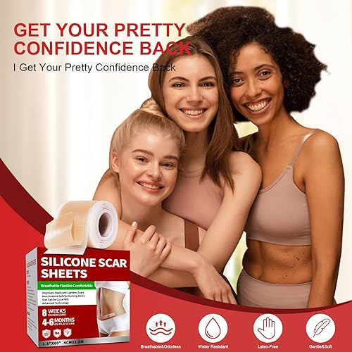 Miniatura 5 de Hojas de silicona para cicatrices (rollo de 1.6 x 60 pulgadas, rollo de 4.9 ft), rollo de cinta de silicona de grado médico, tira de cicatriz de
